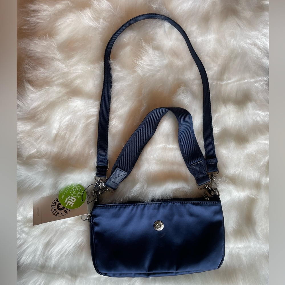 Kipling blue satin bag NWT
